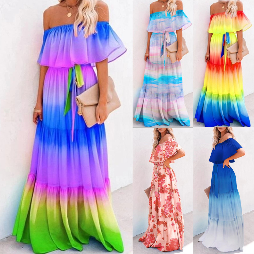 Linen Dress Wrap - 2026 Damska Sukienka Maxi z Nadrukiem